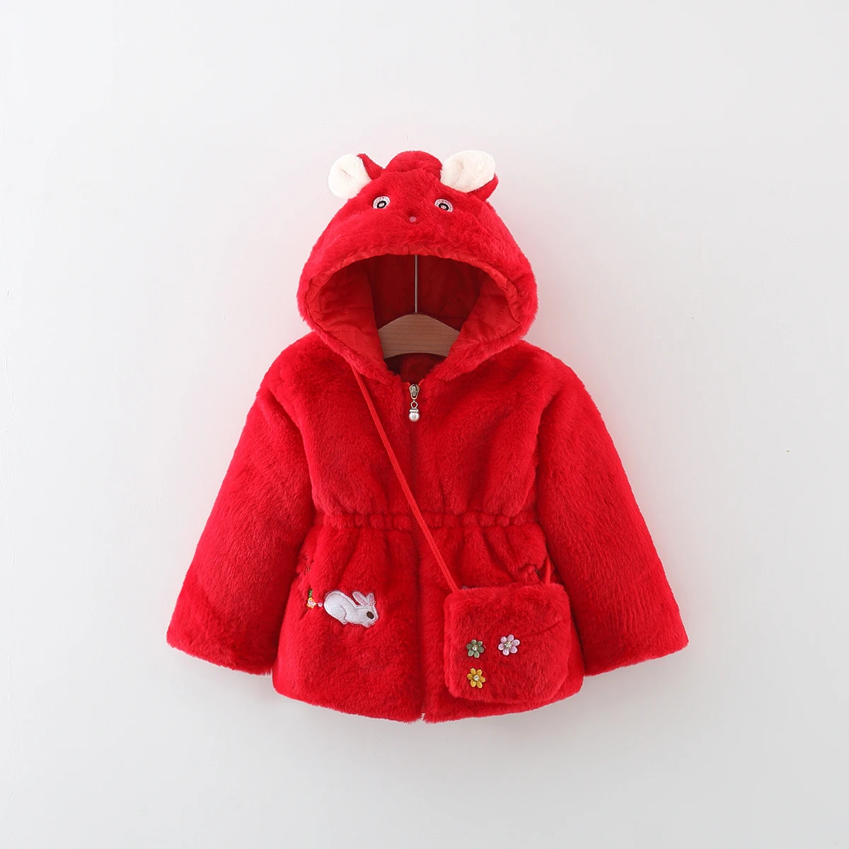 Autumn Winter Baby Clothes Plush Thickened Jacket Girls Warm Hooded Casual Fashion Coat