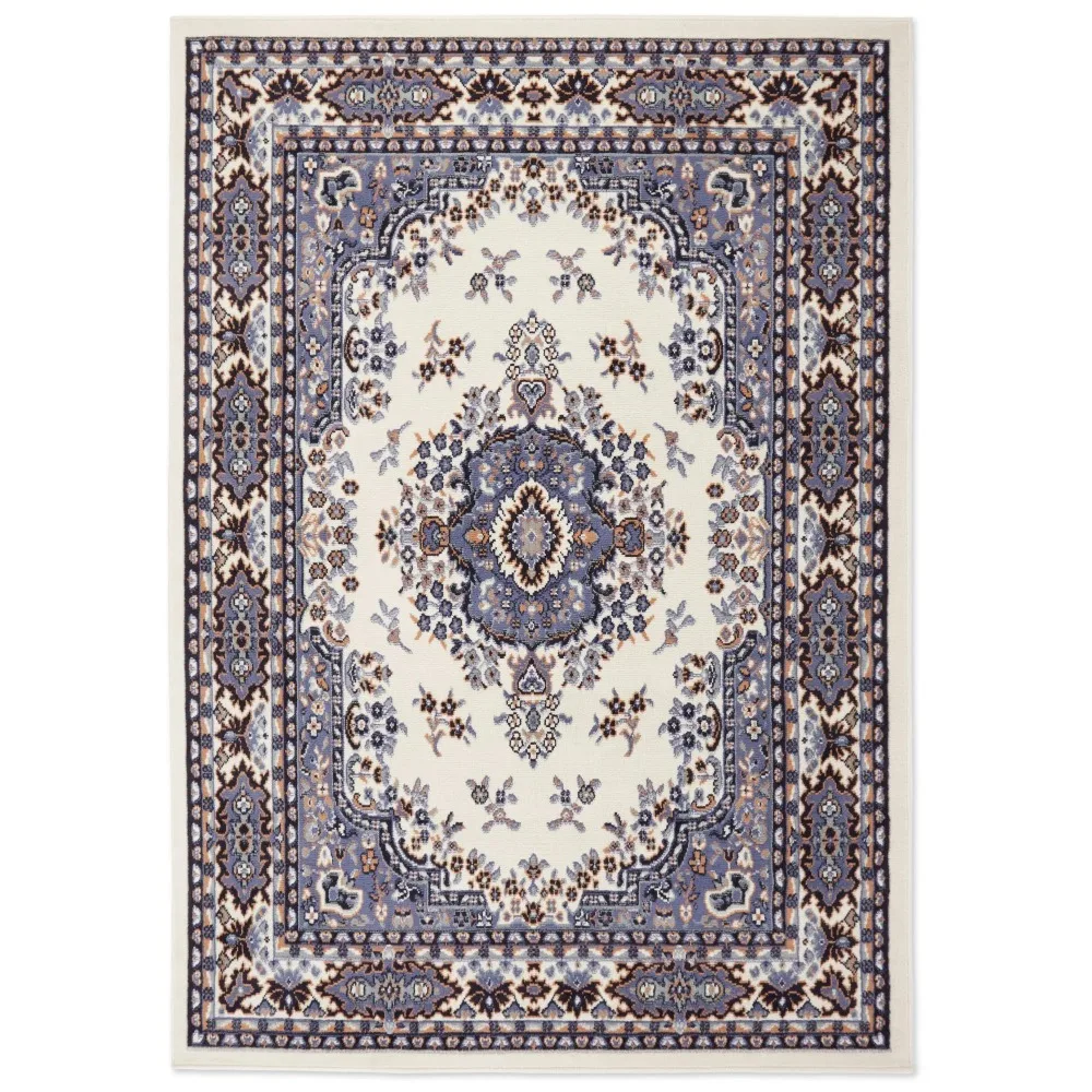 

Premium Sakarya Traditional Medallion Area Rug, Ivory/Blue, 5'2x7'4