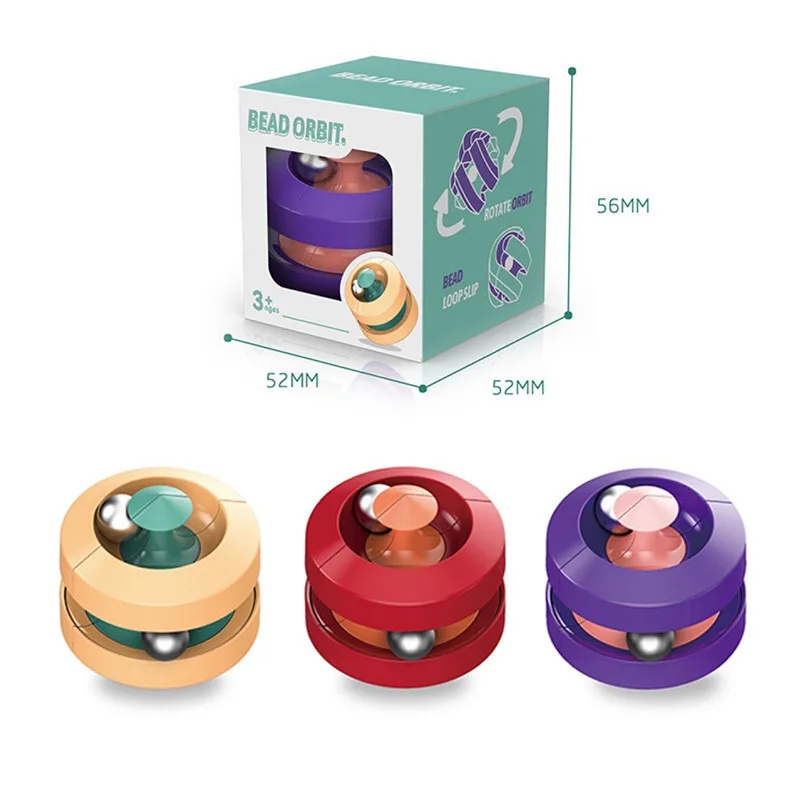 Orbit Ball Fidget Toy for Stress Relief Anxiety ADHD - Decompression Spinning Beads Track Ball Gift for Kids & Adults