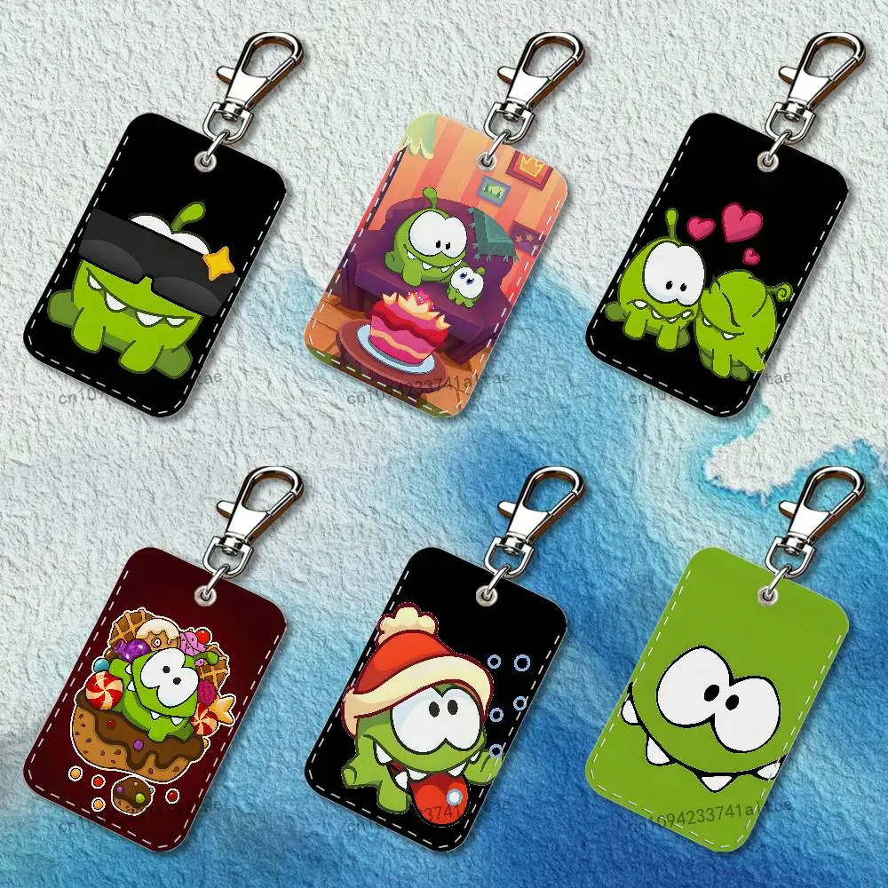 

Game Cut the rope gold Rectangle Card Case Keychain Access Card Bag Key Tag Ring Leather Card Holder Key Ring Access