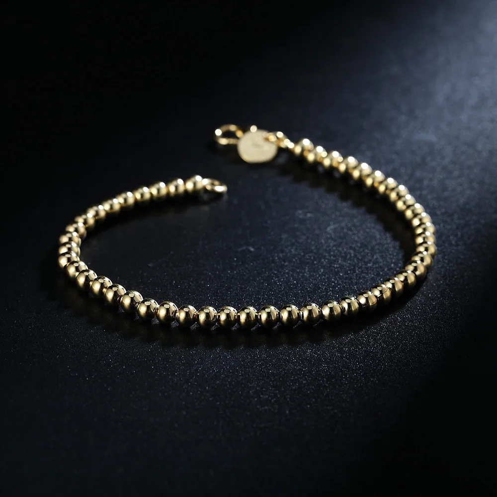 

Popular European and American Silver Plated Gold Plated Fashion K-Gold Women's Jewelry 4mm Buddha Bead Girl Bracelet Gift