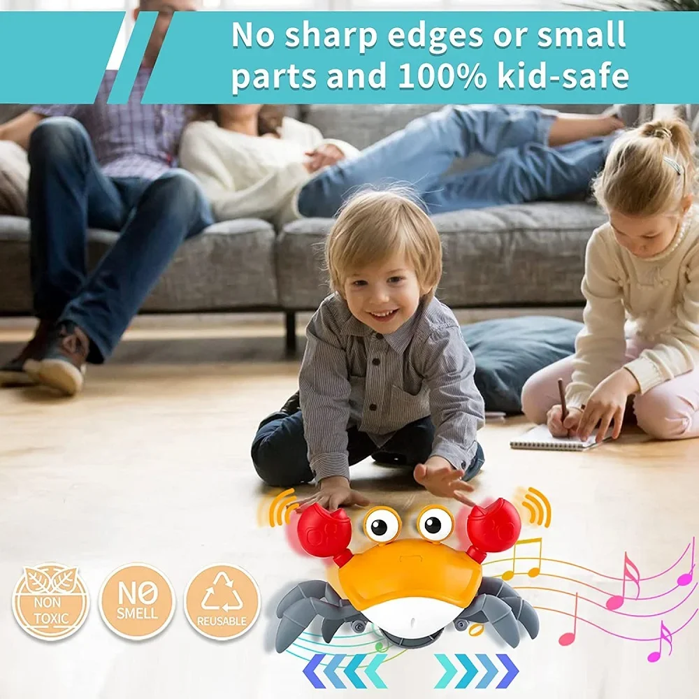 Dança Crab Crawling Toy com caixa para bebês, Interactive Escape Crabs, Presente de aniversário do bebê, VIP Dropshipping