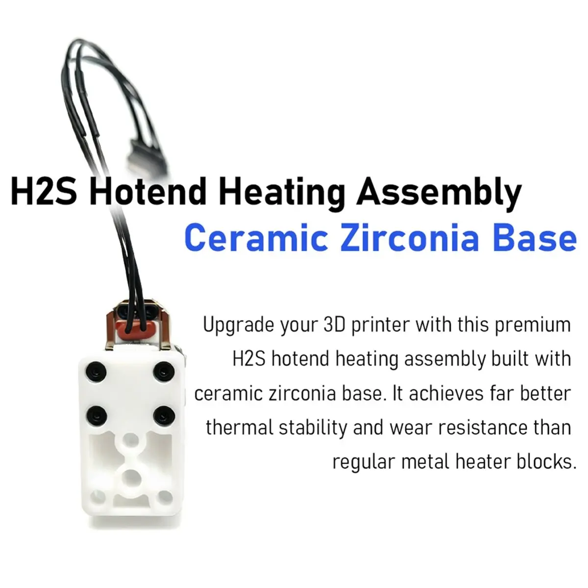 PHONE&GEAR Hot End Heating Component for H2S 3D Printer Ceramic Zirconia Heat Insulation Block Hotend Heating Assembly
