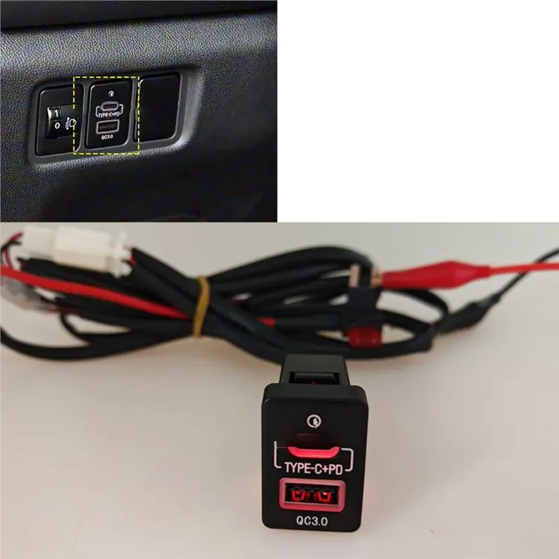 A99F-QC3.0 Type C PD USB Quick Car Socket For Outlander Eclipse Cross L200 Triton Nondestructive Harness Harn