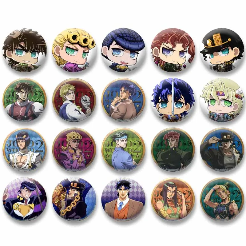 Nuevo JoJo's Bizarre Adventure Anime Pins figura de dibujos animados Jotaro Giorno broche Cosplay insignia mochila sombrero accesorios de joyería regalos