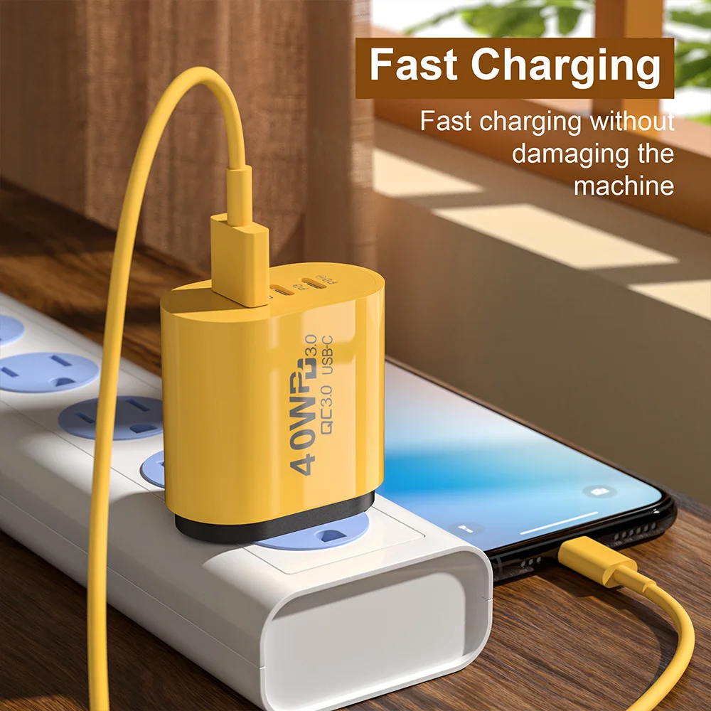 45w Charger Dual USB Type C PD40w Fast Charging Adapter For Xiaomi iPhone 15Pro Max Oneplus Honor Samsung Cellphones Accessories