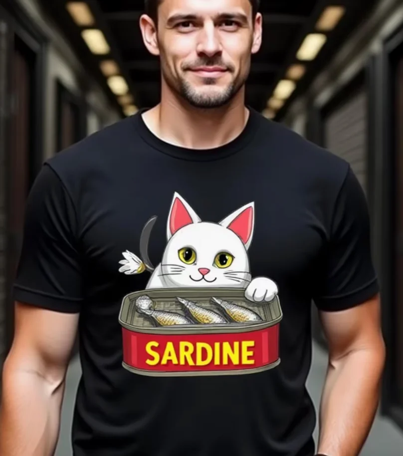 Men'S Fashion Labels - MenS Funny Sardine Cat Graphic T-Shirt
