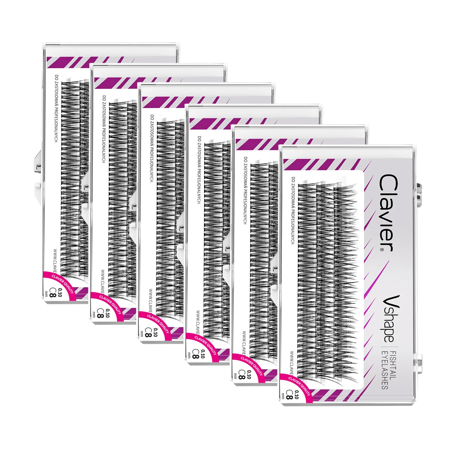Clavier 6 Boxes Per Set Vshape Eyelashes Set Natural Extension Appearance C-type Eyelash Professional Makeup Individual Eyelash
