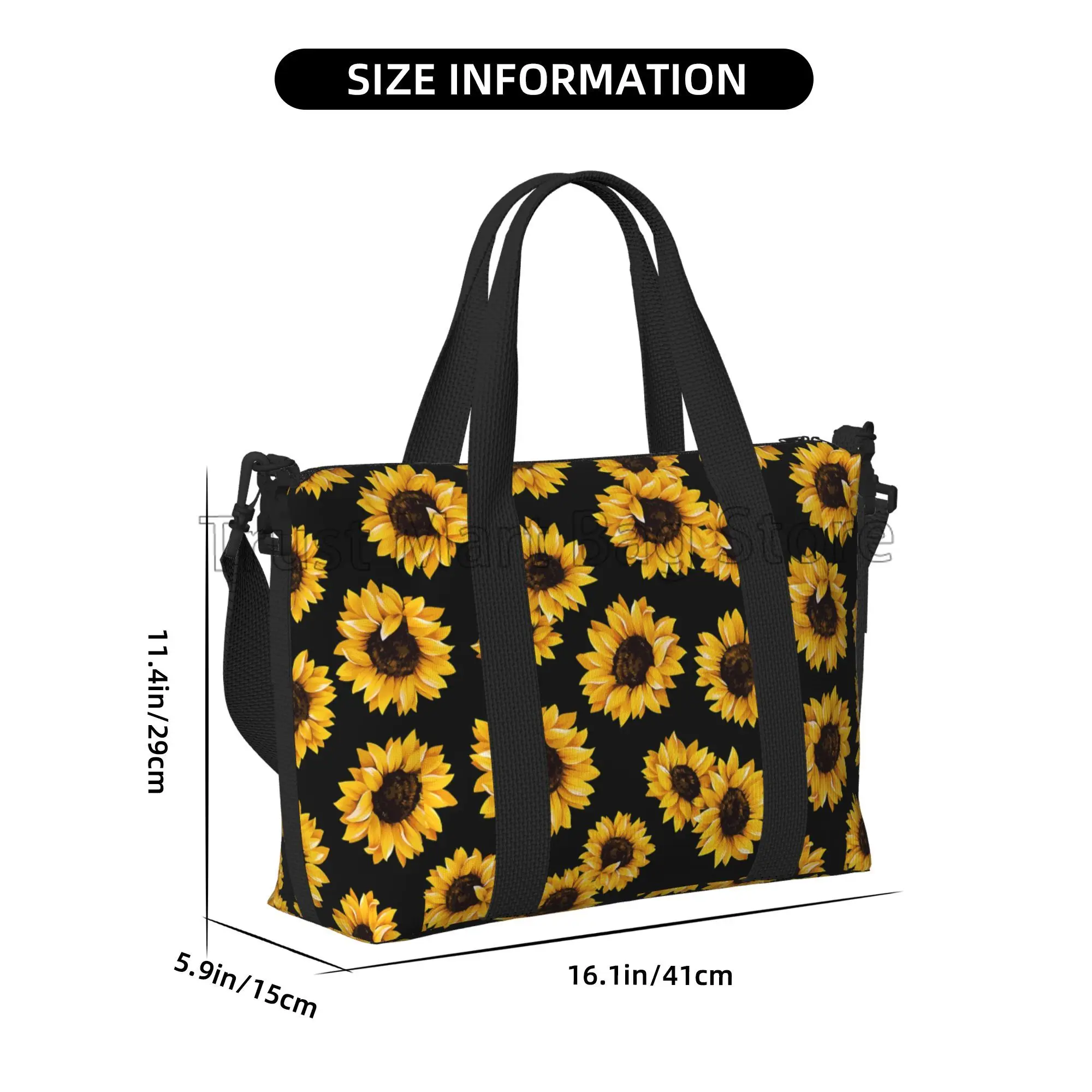 Bolso de viaje de girasol para mujer y hombre, bolsa de mano grande, resistente al agua, duradera, para llevar en el hombro, para la playa