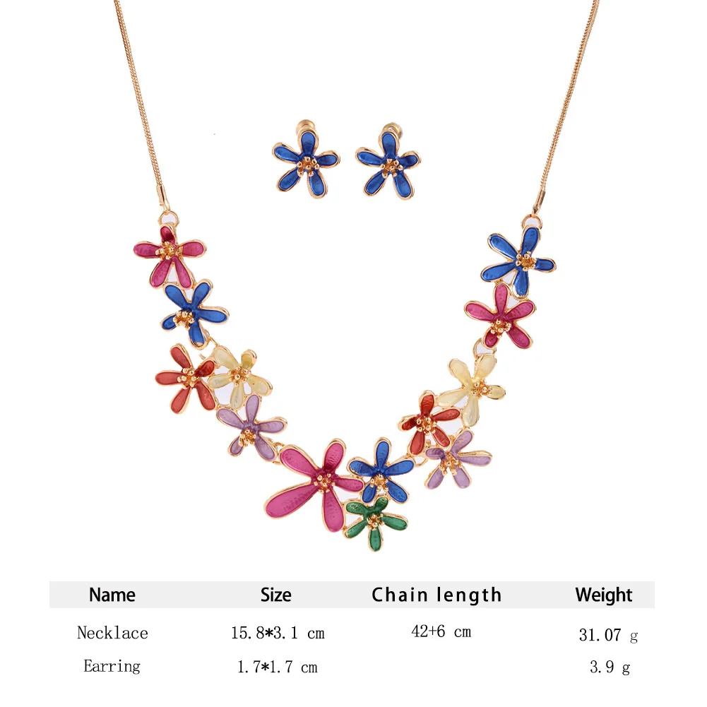 New in Flower Retro Necklaces Earrings Sets Neck Jewelry Chokers Aesthetic Metal Accessories Beauty Female Necklaces for Women