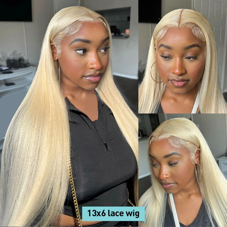 Wiggogo 613 Transparent Hd Lace Frontal Wig 13X6 Bone Straight Blonde Human Lace Front 13X4 Brazilian Preplucked Human Hair Wigs image 3