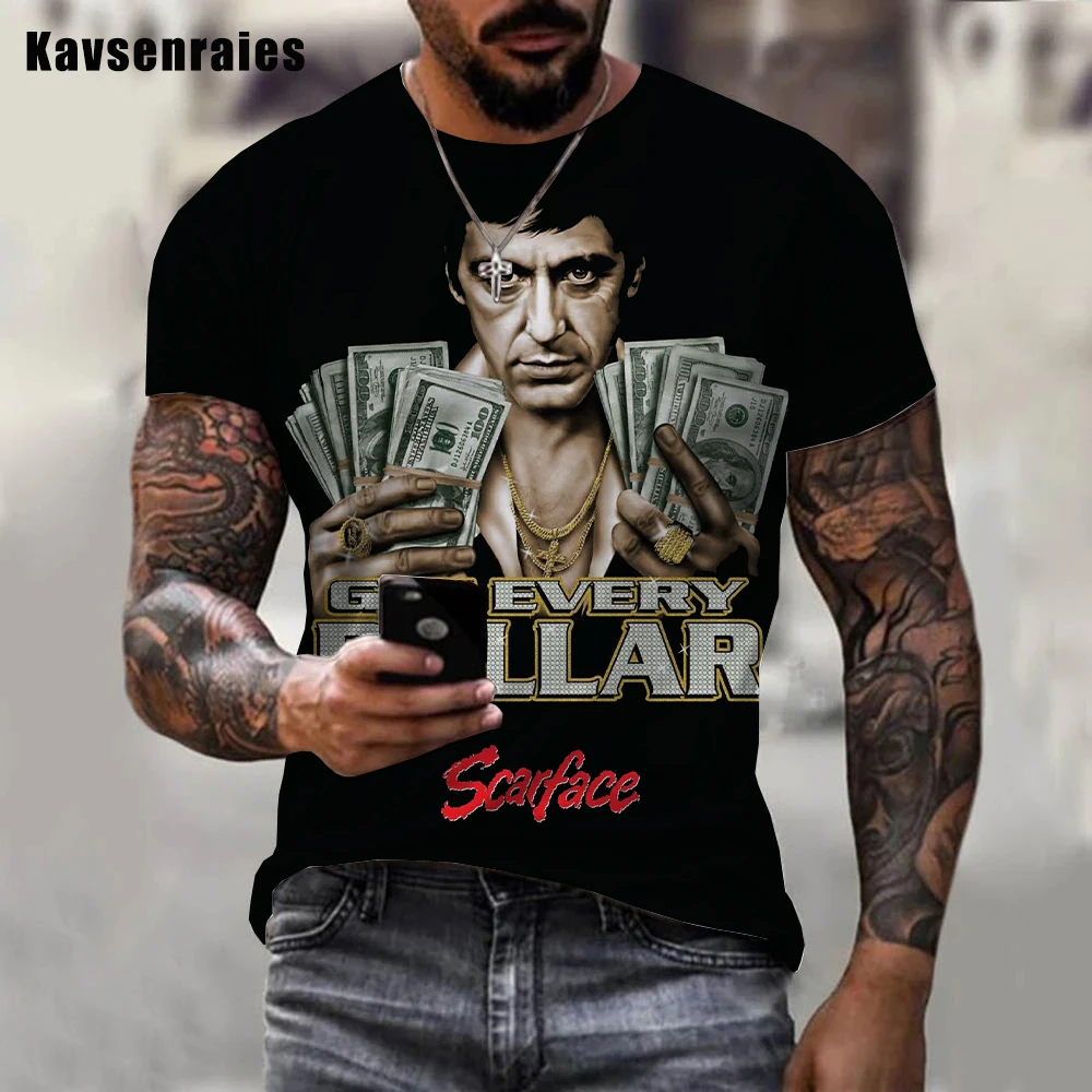 Movie Scarface T-shirt Tony Montana 3D Printed Streetwear Men Women Fashion Casual T-shirt Harajuku Oversized Cool Tee Tops