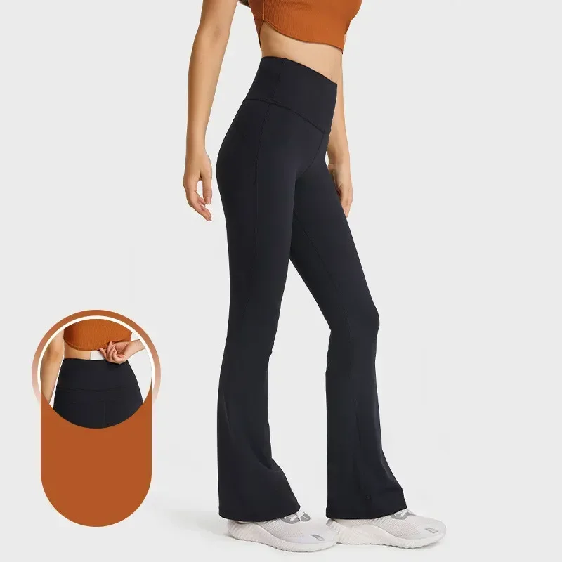 Groove, weites Bein, ausgestellte lange Hose für Damen mit hoher Taille und hüfthebender, elastischer, lässiger Fitness-Übungs-Yogahose