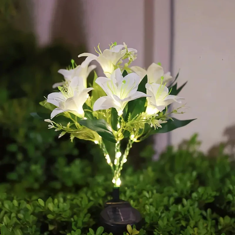 

Solar courtyard decoration seven headed lily flower lamp suitable for romantic confession, terrace and garden scene decoration