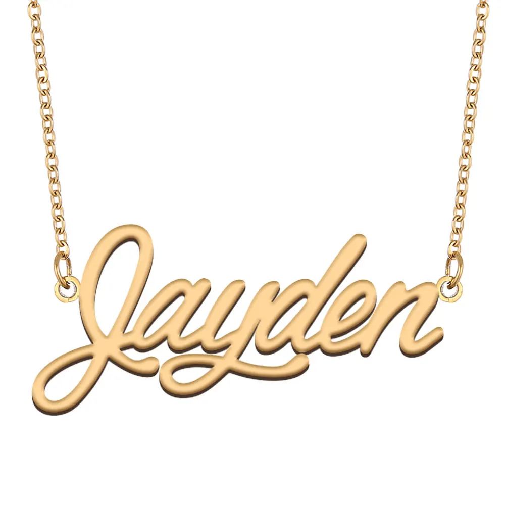 

Jayden Name Necklace for Women Stainless Steel Jewelry Gold Color Nameplate Pendant Collares Para Mujer Letters Choker