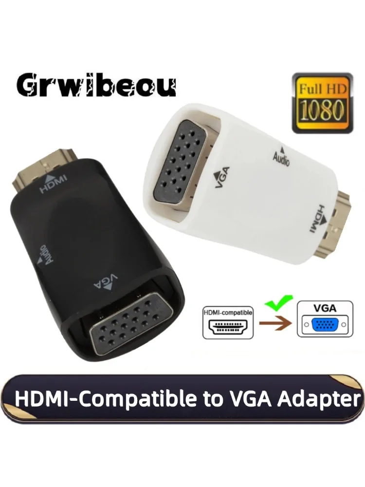 Câble adaptateur convertisseur HDMI vers VGA 1080P mâle vers femelle avec prise Audio 3.5mm pour PC portable TV Box projecteur d'affichage d'ordinateur