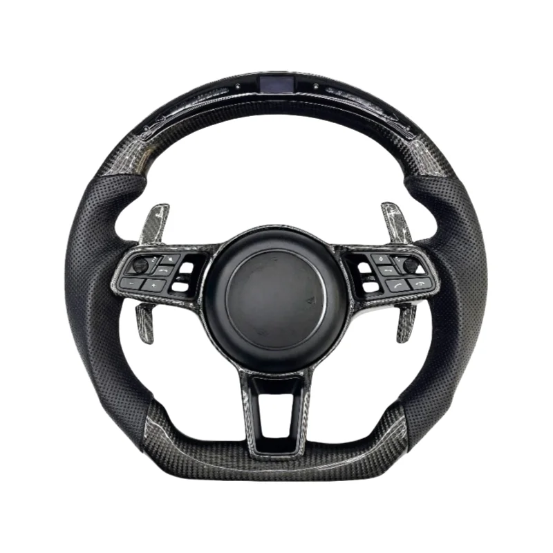 พวงมาลัยคาร์บอนไฟเบอร์สำหรับรถ 911 718 Cayenne Macan Panamera ตอบสนองการบังคับเลี้ยวอย่างรวดเร็ว ป้องกันการสั่นสะเทือน