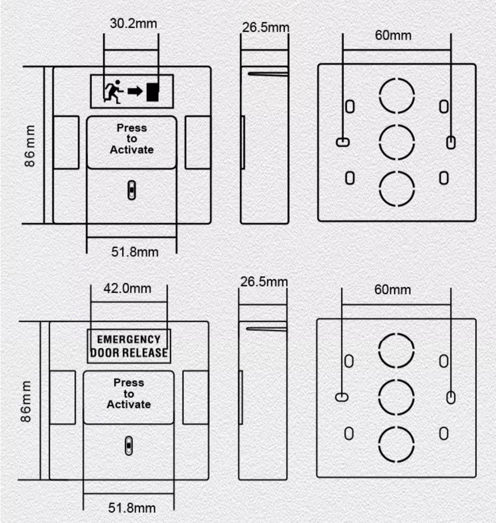 LED Light Fire Emergency Glass Resettable Emergency Release Exit Fire Alarm switch Door Urgent Button Release Switch With Cover