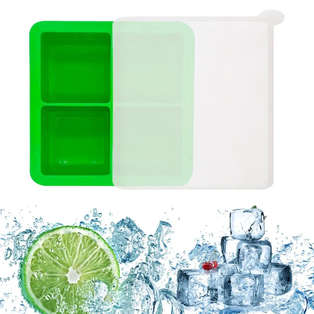 Silicone Ice Cube Tray With Lid Flexible Easy Release Square Ice Mold Ice Cube Maker For Whiskey Cocktails Soups Sauces 얼음 트레이