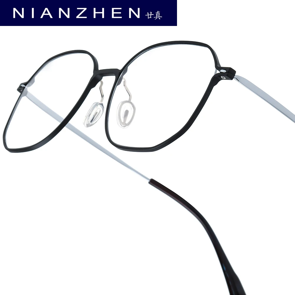 NIANZHEN Aluminum Titanium Eyeglasses Frame Men Polygon Brand Design Glasses Ultralight-Weight Retro Eyewear Spectacles 99812