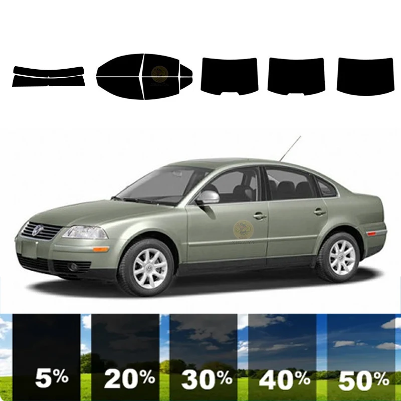 Filme de matiz de janela removível pré-cortada para carro 100% UVR 5%-35% VLT carbono de isolamento térmico ﻿ Para VOLKSWAGEN PASSAT 4 DR SEDAN 1998-2005