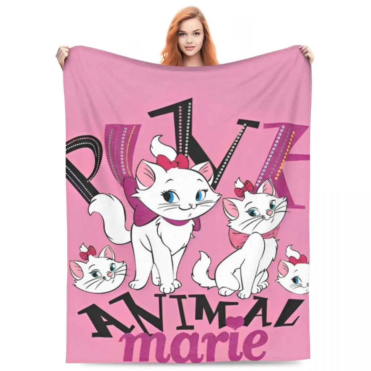 Marie Cat Cartoon Blanket Camping Flannel Throw Blanket For Home Decor Warm Design Quality Bedspread Gift Idea