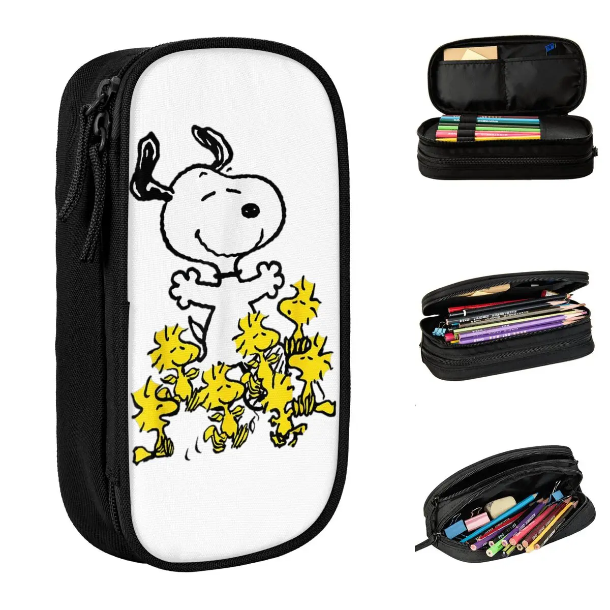 Cute Peanuts Snoopy Chick Party Pencil Cases Pencilcases Pen Holder for Student Big Capacity Bag Students School Gift Stationery