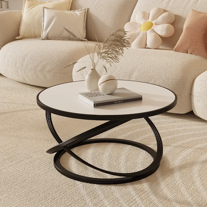 Coffee table modern simple Internet celebrity living room cream small apartment rock slab light luxury household round coffee t