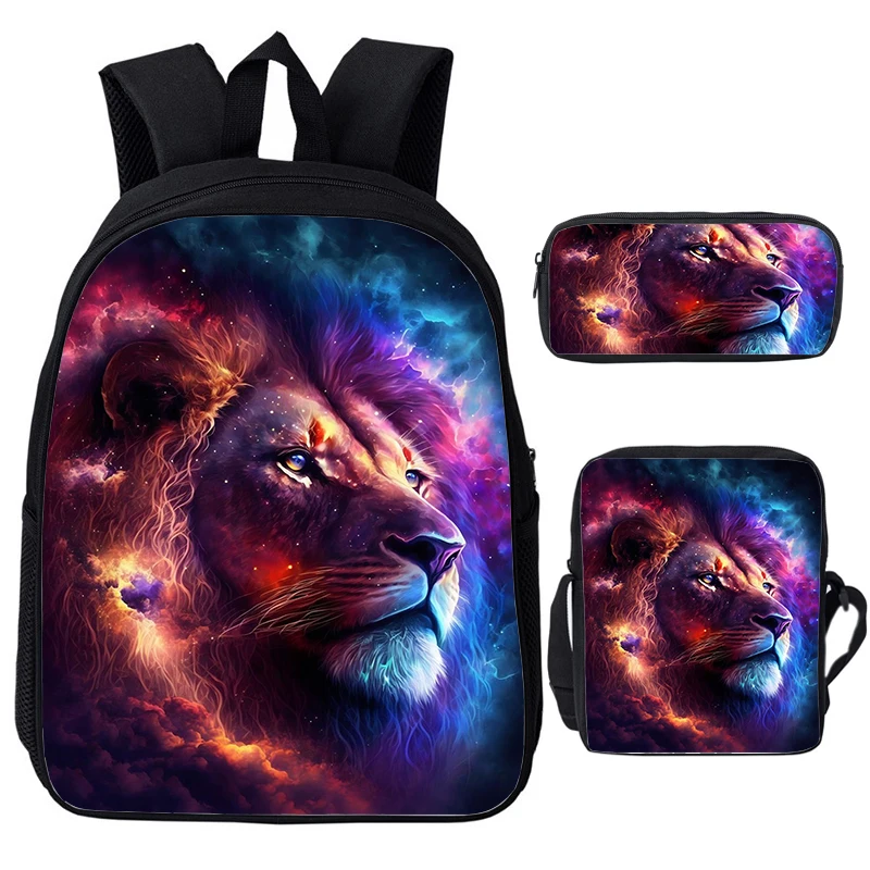 Sac à Dos Cool Wolf avec Impression 3D d'Animaux, Cartable d'École pour Étudiants, Garçon et Fille, Sac à Dos pour Ordinateur Portable, Sacs initiés, Trousse à Crayons, 3 Pièces/Ensemble