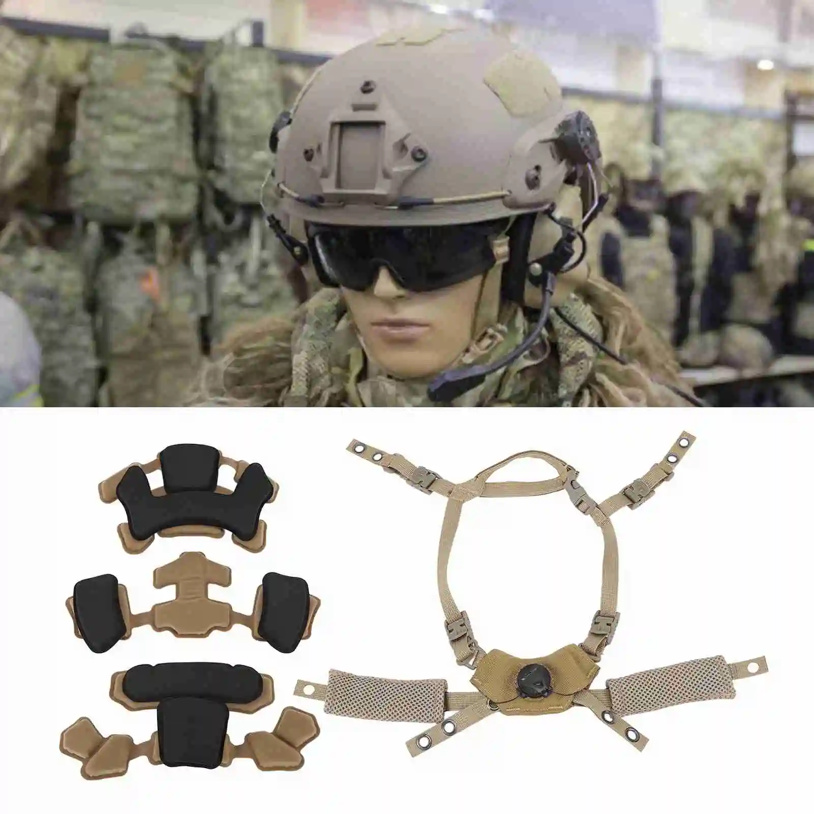 ZK30 Helmet Dial Suspension System Chin Strap Helmet Padding Kit for Fast for MICH for Wendy Helmet Mud Spongeand Suspension