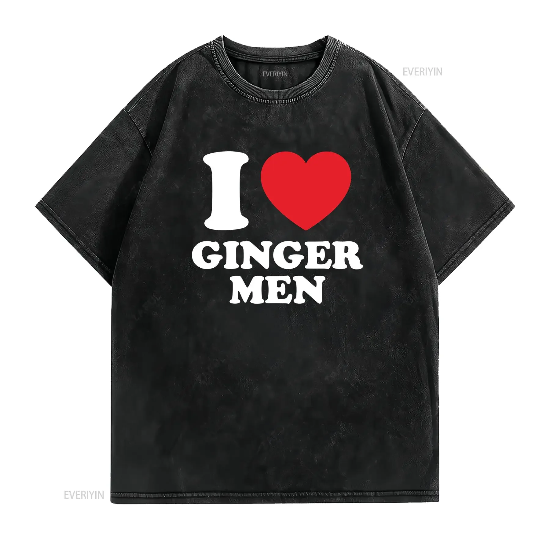 I Love Ginger Men Heavy Cotton T Shirt Heart Y2K Funny Cute Romantic Meme Phrase Chaotic Redhead Witty Viral Quote vintage