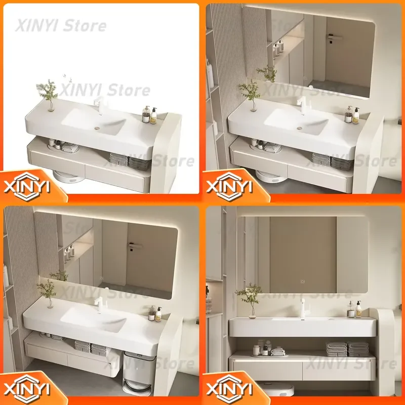 Modern Cream Wind Bathroom Toilet Hand Washbasin Integrated Cabinet Combination Washbasin Basin for Bathroom Vanity for Small