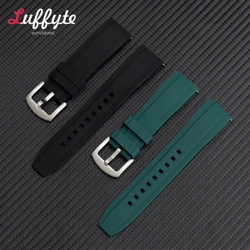 Fashion Silicone Strap 20mm 22mm Quick Relase Watchbands with Steel Buckle Watch Accessories Smartwatch Rubber Watchband image 5