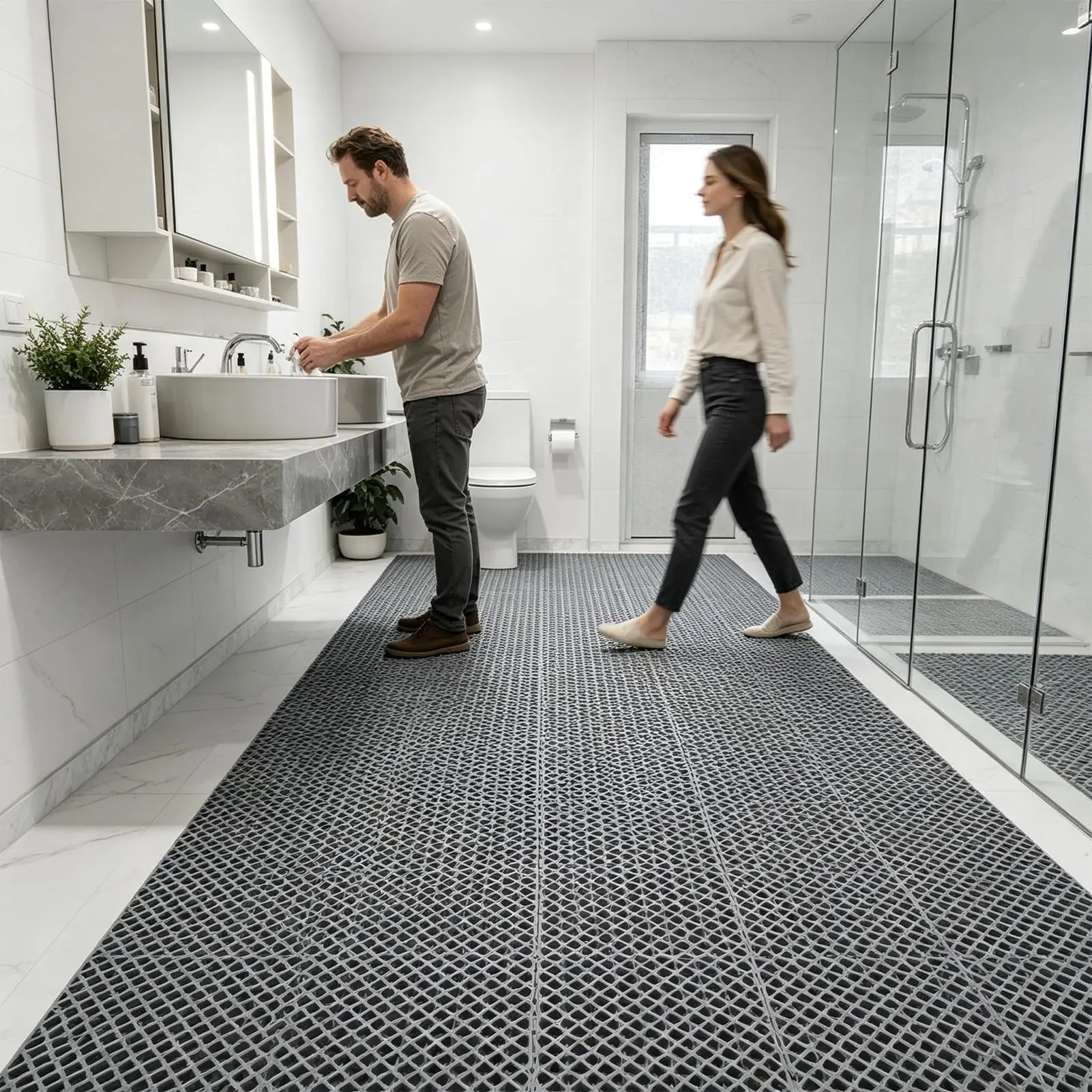 Waterproof Hollow Out Quick Drying Rug Kitchen Drainage Floor Mat Shower Mat For Swimming Pool Outdoor Patio Garage Basement