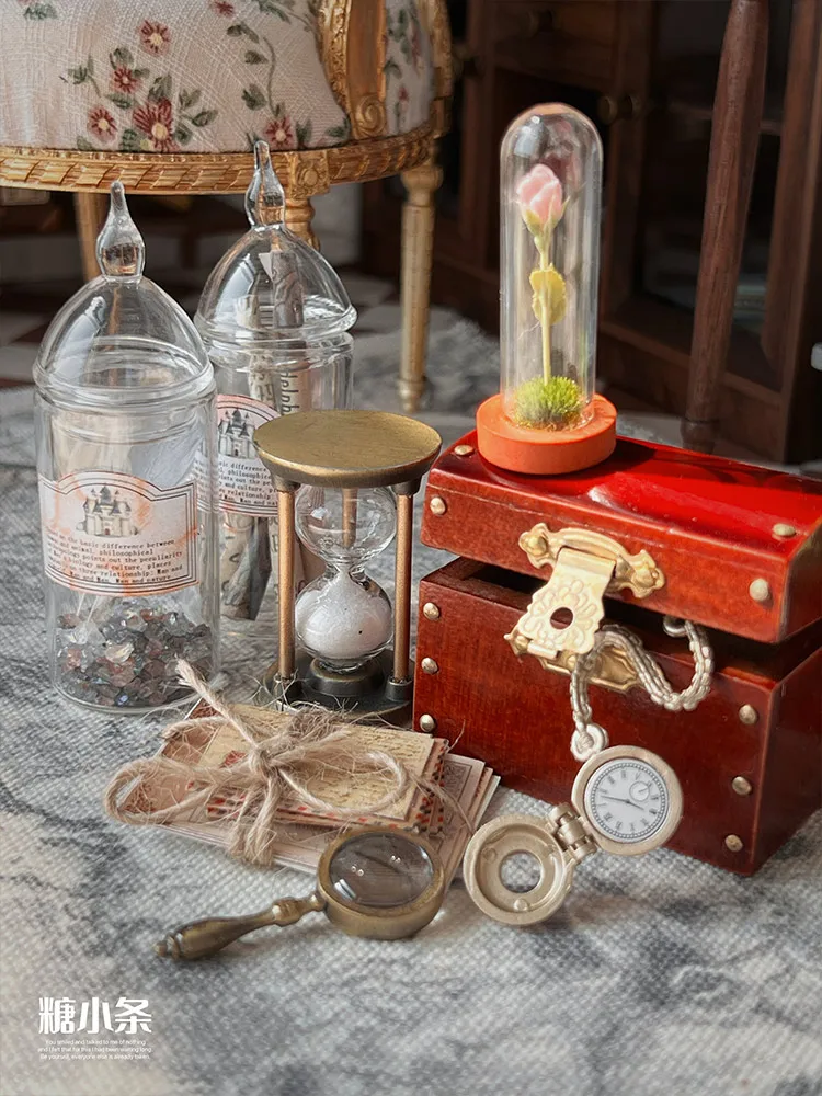 6Points DollHouse Miniature Magic Potions Retro Magic House Bryce Model BJD Potion Bottle Ob Scene Accessory Hourglass Gem Model