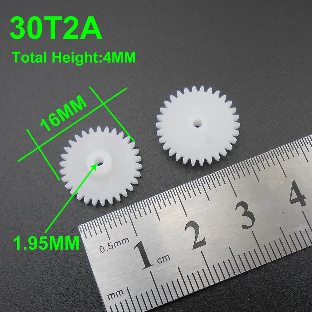 

1000Pcs 0.5M 0.5 Modulus 30T 2A Plastic Spur Gear Pinion 30 Teeth Bore Hole Aperture 2MM 1.95MM 2A Tight Fitting 4MMX16MM 302A