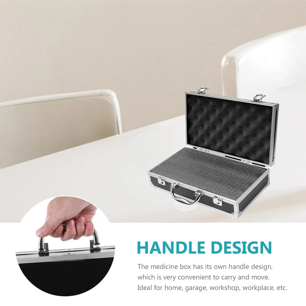 صندوق أدوات متين من الألومنيوم مع أقفال أمان وإسفنجة داخلية واقية خارجية مقاومة للصدمات لتخزين معدات الأدوات