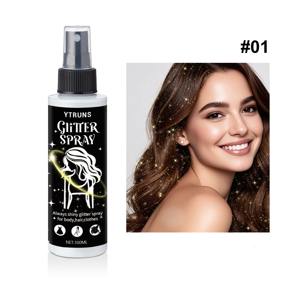 輝くグリッターハイライタースプレー - フェスティバル、パーティー、ナイトライフにぴったりの輝きを添える