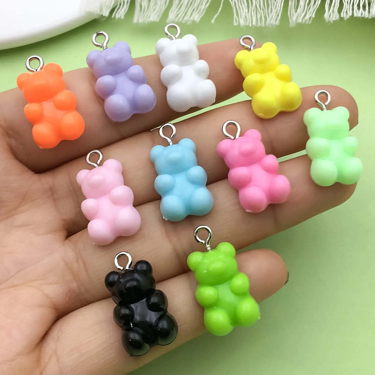 20pcs 11*21mm Colorful Cute Bear Design Charms Acrylic Animal Pendants For DIY Bracelet Necklace Jewelry Making Accessories