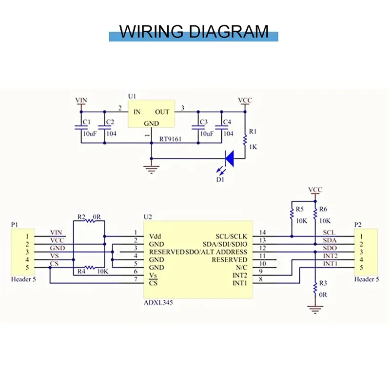 Aceleração de 3 eixos do módulo de gravidade com cabo Pinheader, 291, ADXL345, IIC, SPI, 2pcs