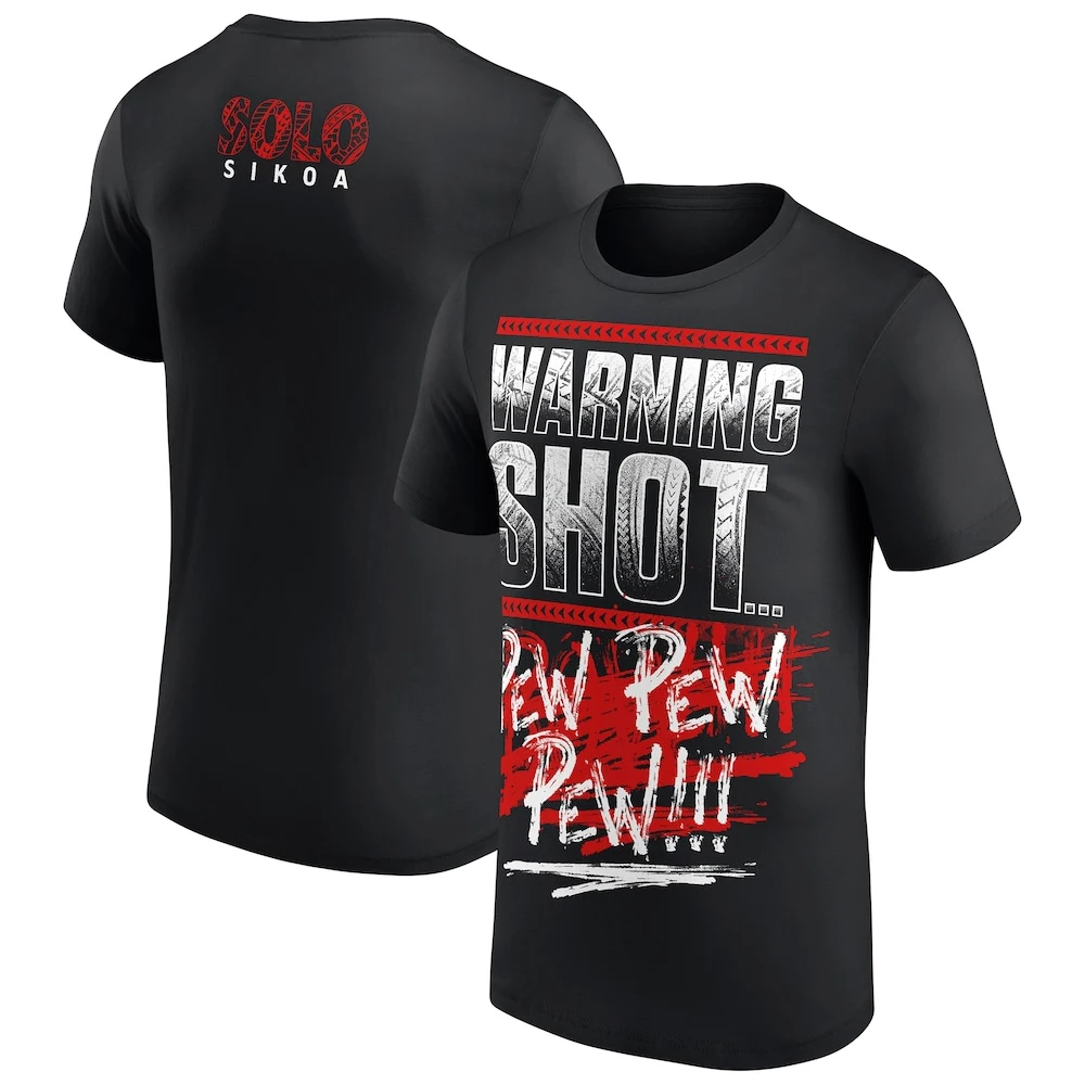 Men's Black Solo Sikoa Warning Shot T-Shirt 3D Print Sports Quick Dry Short Sleeve Tops Daily Casual Plus Size T-Shirts 2026