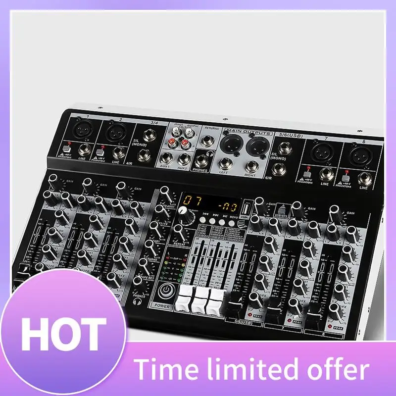 

B68A Audio Mixer USB Professional Balance Regulation Digital Mixer/ 8 Channel Sound Board Console For Podcast Music-EU Plug Dura