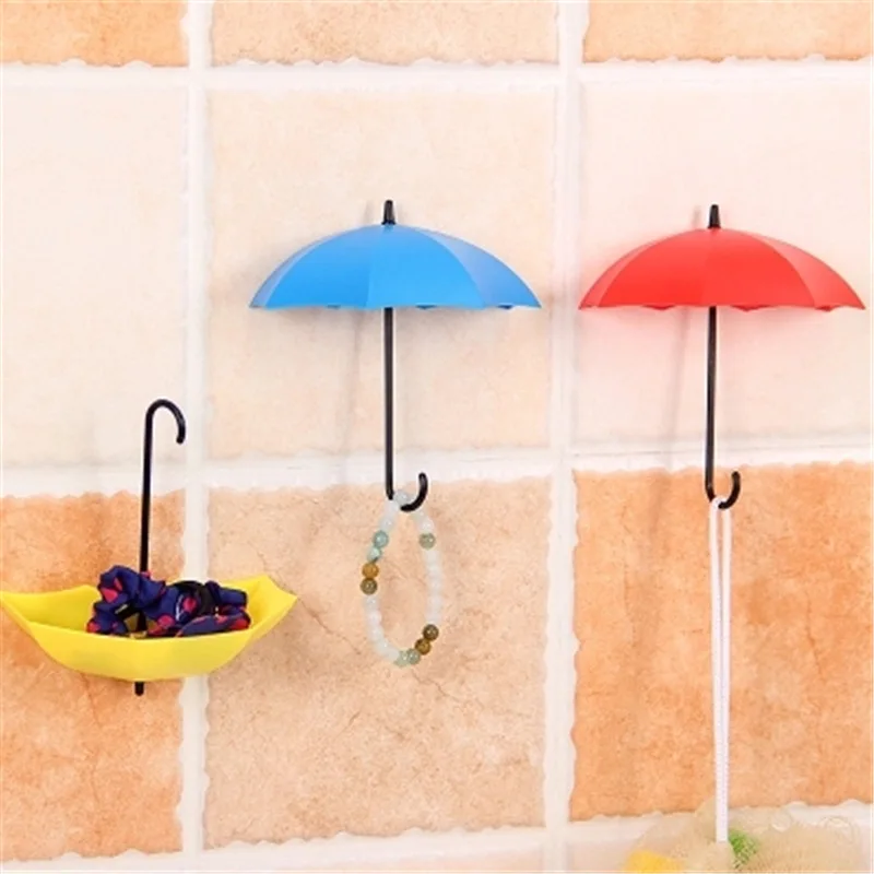 3Pcs/set Creative Umbrella Shape Hook Colorful Key Hanger Holder Home Bedroom Wall Decoration Accessories Load Weight 0.2kg U3