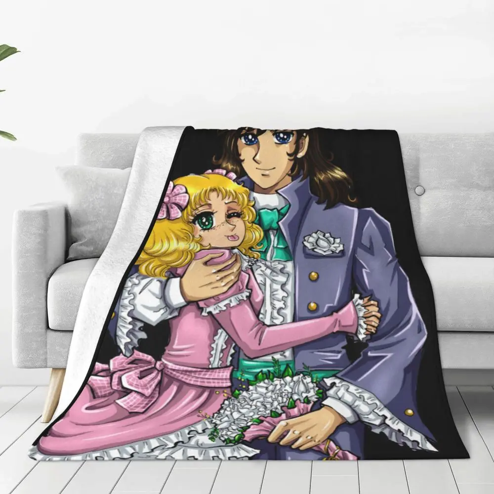 Candy Candy And Terry Grandchaste Blankets Fleece Decoration Anime Multifunction Soft Throw Blankets for Home Office Rug Piece