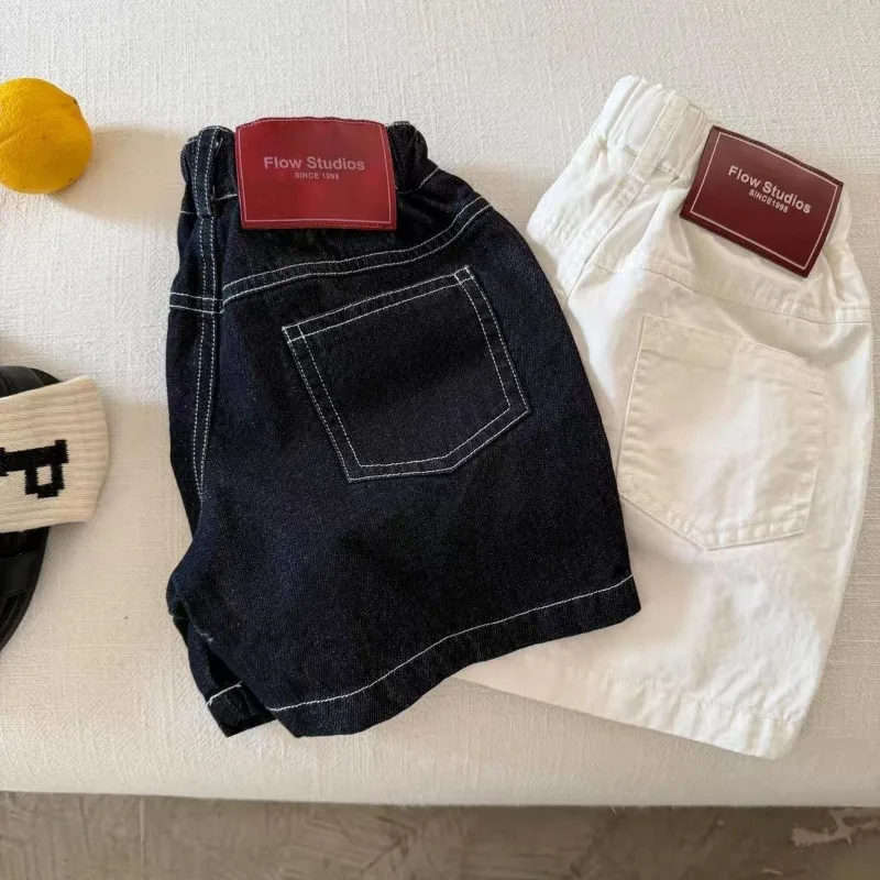 RAISE Summer Kids Boys Denim Shorts Thin Solid Versatile Children Boys Shorts Handsome 1-10Yrs Boys Sticker Half-length Shorts