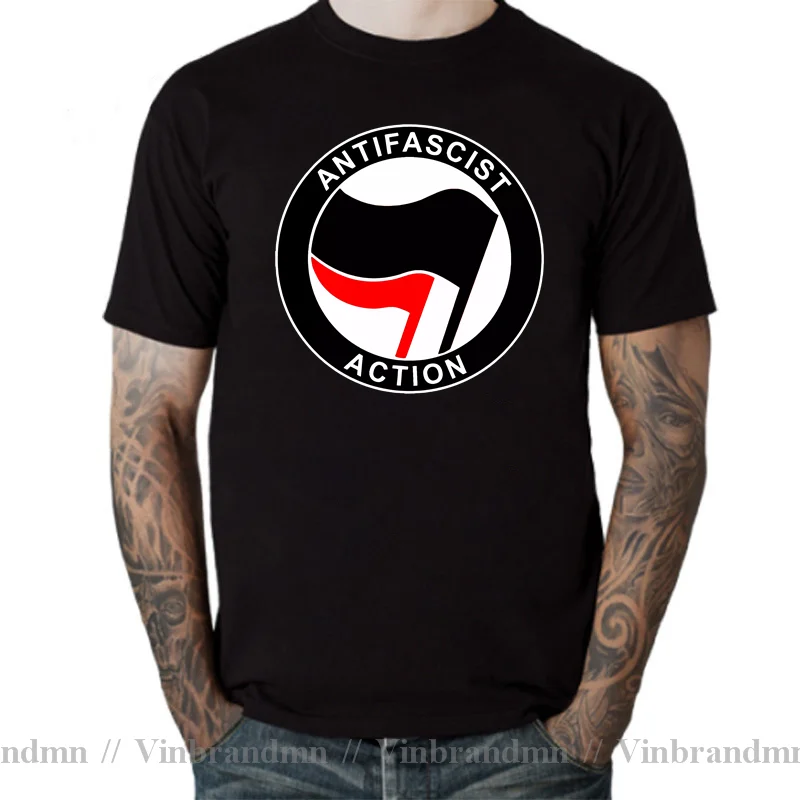 Antifascist Action T Shirt men Antifa Logo T-Shirt Anti-Fascist Antifascism Tees Antifa International Justice Anti-Racist tshirt