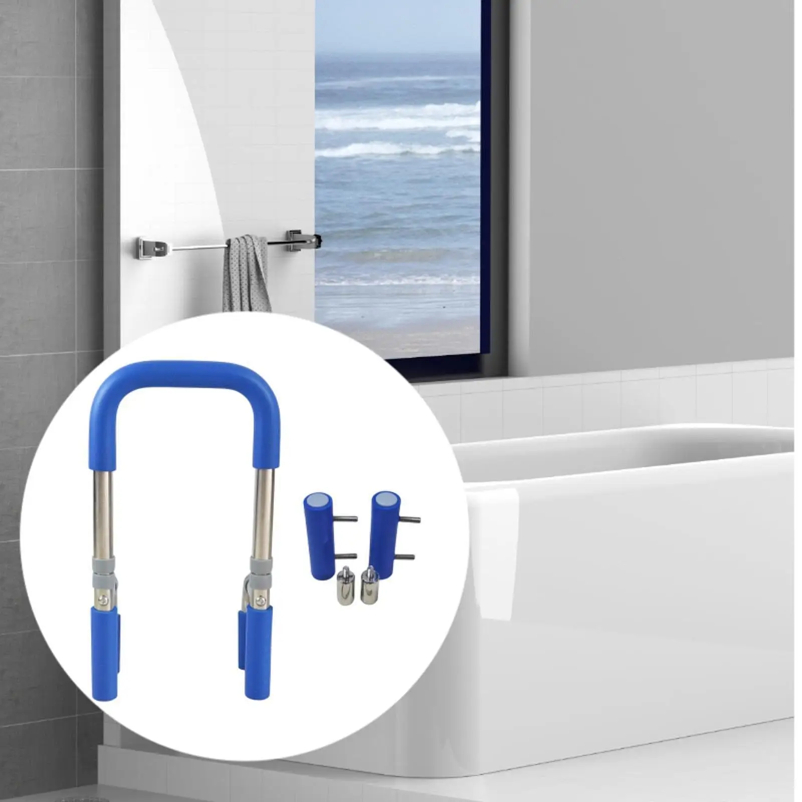 Bathtub Grab Bar Bath Tub Handle Easy to Install Anti Slip Grab Arm Handrails for Elderly Disabled Seniors Women