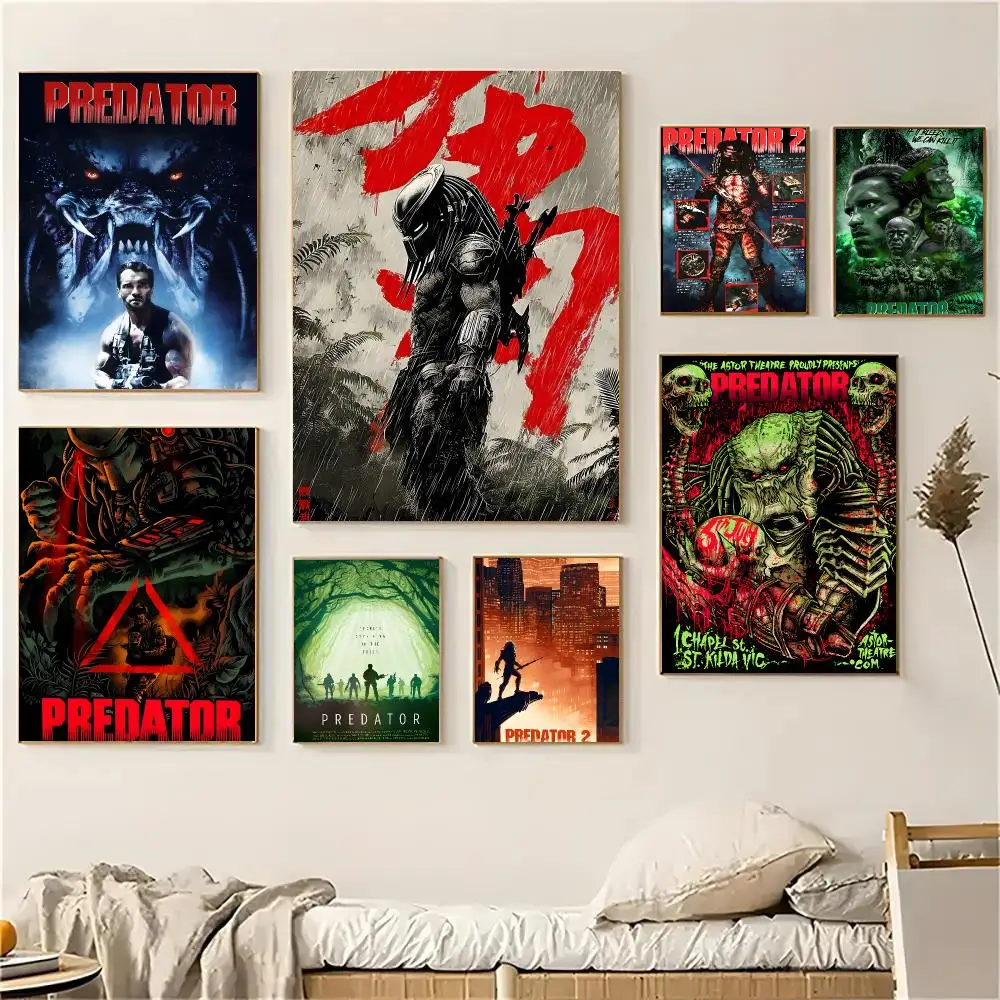 Predator Movie Dark Horror Poster Self-adhesive Living Room Bedroom Party Bar Decor Moisture-proof Fade-resistant HD