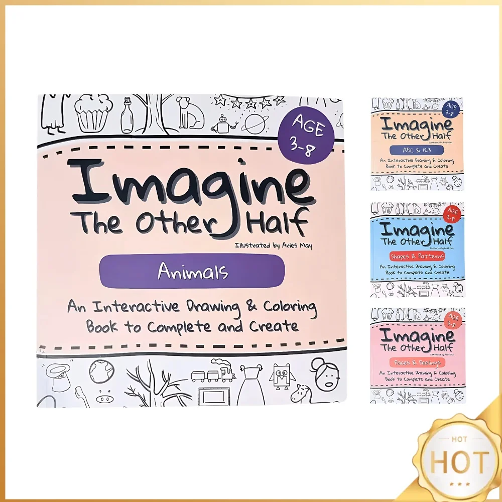 Imagine The Other Half Interactive Kids Creative Drawing & Coloring Book Easy and Fun Drawing Activity Book for Kid Ages 3-8