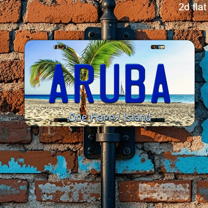 2D Flat - Decorative Use Solely, 2D Flat Aluminum Sign, 1pc Vintage Aruba Metal Wall Plaque - 6.0X12.0inch Tropical Beach Design